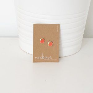 3/$15🌞Maboue Coral Ceramic Stud Earrings, NWOT, Made in Montreal